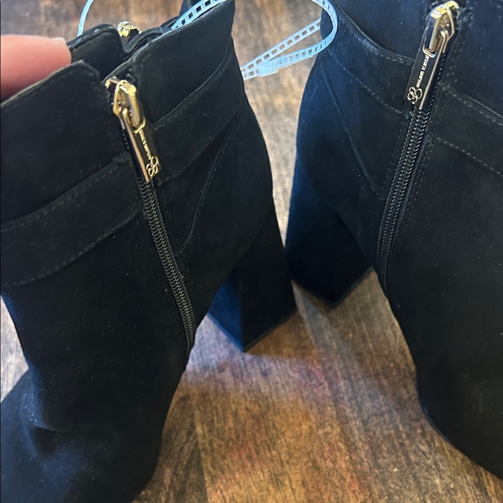 Jessica Simpson Black Suede Ankle Boots with Crystal Embellished Buckle - Picture 3 of 13